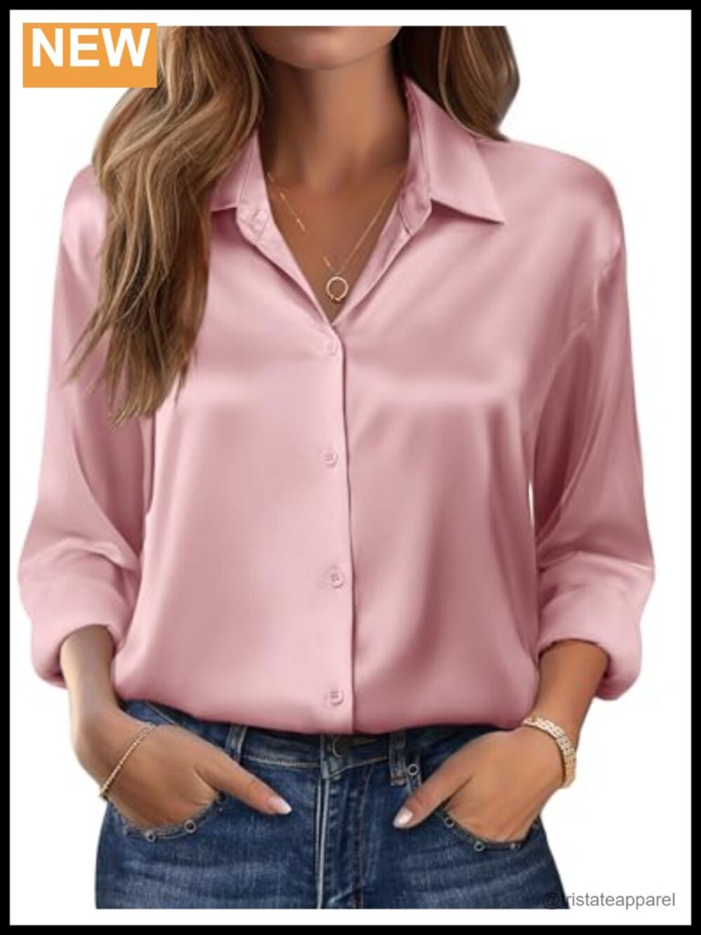 Long Sleeve Satin Button Down Shirt Silky Blouse